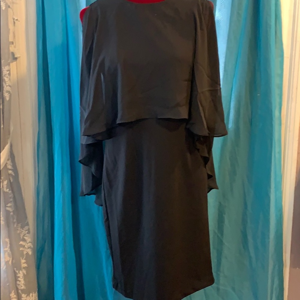 Spenser Jeremy black with sheer overlay top
